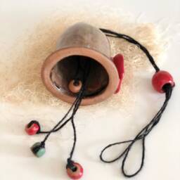 Handmade Ceramic Flower Bell Pottery Wall Hanging Wind Chime For Mum - thumbnail 2