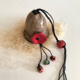 Handmade Ceramic Flower Bell Pottery Wall Hanging Wind Chime For Mum - thumbnail 1
