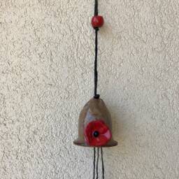 Handmade Ceramic Flower Bell Pottery Wall Hanging Wind Chime For Mum - thumbnail 4