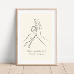 Dog Paw Quote Print, High Five Line Art Hand, Minimalist Pet Prints, Lover Gift, Owners, Wall Art, Hallway Home Decor - thumbnail 4