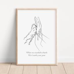 Dog Paw Quote Print, High Five Line Art Hand, Minimalist Pet Prints, Lover Gift, Owners, Wall Art, Hallway Home Decor - thumbnail 2