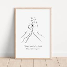 Dog Paw Quote Print, High Five Line Art Hand, Minimalist Pet Prints, Lover Gift, Owners, Wall Art, Hallway Home Decor - thumbnail 1