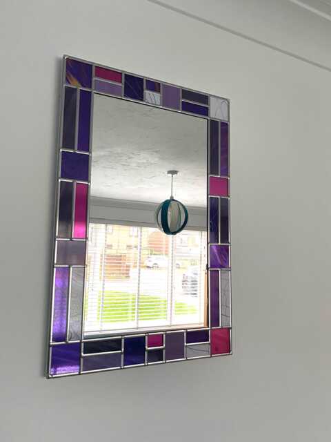 Mondrian Style Purple Mix Border Mirror - image 1