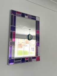 Mondrian Style Purple Mix Border Mirror - thumbnail 1