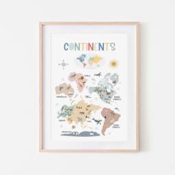 Rainbow Continents Chart, Unframed Print, World Map, Classroom Decor, Educational Montessori Playroom Prints, Scandi Art - thumbnail 3