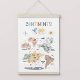 Rainbow Continents Chart, Unframed Print, World Map, Classroom Decor, Educational Montessori Playroom Prints, Scandi Art - thumbnail 2