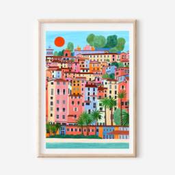Menton France Art Print French Riviera Travel Poster - thumbnail 2