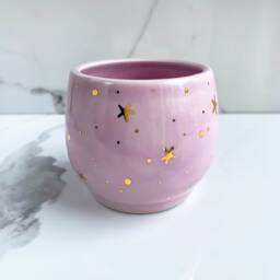 Pastel Galaxy Planter With 22K Gold Stars, Celestial Porcelain Planter, Modern Mud - thumbnail 2
