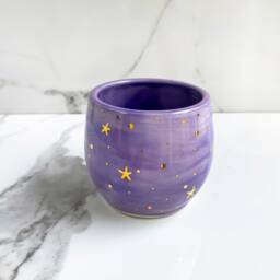 Pastel Galaxy Planter With 22K Gold Stars, Celestial Porcelain Planter, Modern Mud - thumbnail 4