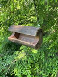 Medium-Small Barkless Log Bird Feeder, Rustic Walnut, The Original Natural Seed Feeder - thumbnail 1