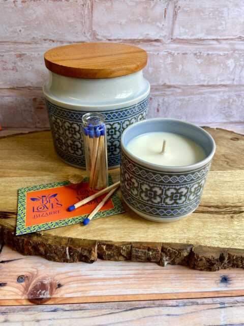 Tapestry Hornsea Pottery Container Scented Candle. Natural Soy Wax. Cooks Candle Gift. Reclaimed Interiors Vintage Living - image 1