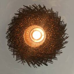 Handwoven Rattan Flush Mount Ceiling Light, Bird Nest Lighting Fixture, Lampshade Width 15.7'' - thumbnail 2