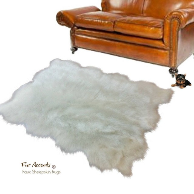 Faux Sheepskin Area Rug - Plush White Fur Accent Rug, Usa Made