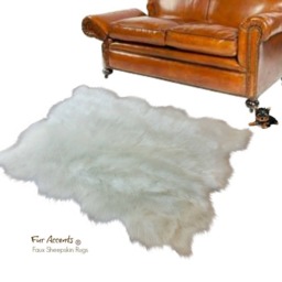 Faux Sheepskin Area Rug - Plush White Fur Accent Rug, Usa Made