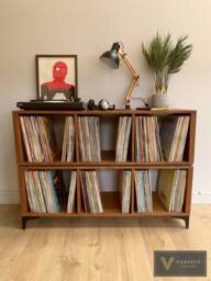 Tall Record Player Table - Vinyl Storage Turntable Stand Varezzo Torino 120cm Pine - thumbnail 1