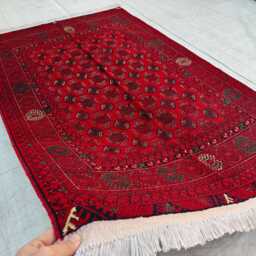 3x5 Ft Shiren Takab Afghan Red Rug, Tribal Handmade Wool Area Carpet - thumbnail 2