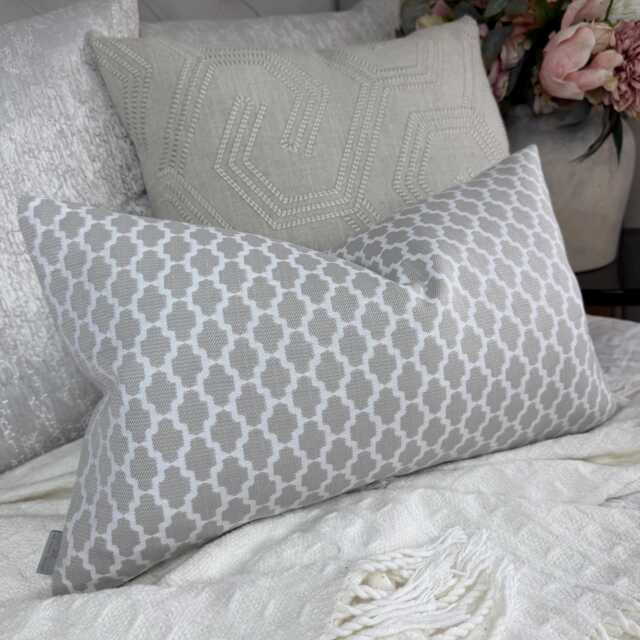 "Neutral Geometric Cushion Cover, Ashley Wilde Woven Fabric, Modern Pillow Case 12"" X 20" - image 1