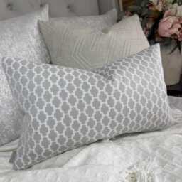 "Neutral Geometric Cushion Cover, Ashley Wilde Woven Fabric, Modern Pillow Case 12"" X 20" - thumbnail 3