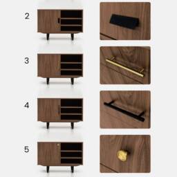 Mid-Century Sideboard, Dresser, Commode, Credenza Made Of Walnut Vaneer - Livlo O-S17 - thumbnail 3