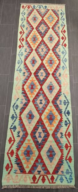 Classic Kilim Runner, Handmade Artisan Afghan Turkish Aztec Sheep Wool Runner Rug 297x85 cm - image 1