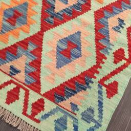 Classic Kilim Runner, Handmade Artisan Afghan Turkish Aztec Sheep Wool Runner Rug 297x85 cm - thumbnail 4