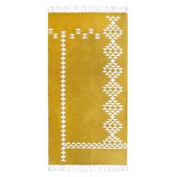 Southwestern Mustard Yellow Kilim Rug - Area Rugs Runner Flatwoven Aztec Low Pile 5x8 8x10 8'x10' Living Room Bedroom Aesthetic Wool - thumbnail 2