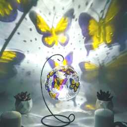 Hand Painted Butterfly Glass Tealight Holder Hanging Candle Decor