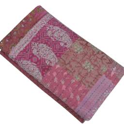 Indain Cotton Patchwork Print Kantha Quilt Queen Bedspread Bedding Bohemian - thumbnail 4