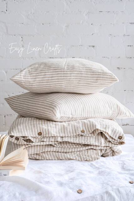 Linen Bedding Set - Duvet With 2 Pillow Covers Queen, King, Custom Cover & Pillowcases Farmhouse - image 1