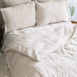 Linen Bedding Set - Duvet With 2 Pillow Covers Queen, King, Custom Cover & Pillowcases Farmhouse - thumbnail 2