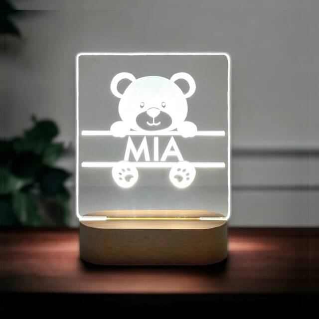 Personalized Nursery Night Light - Teddy Bear Kids Room Decor - image 1