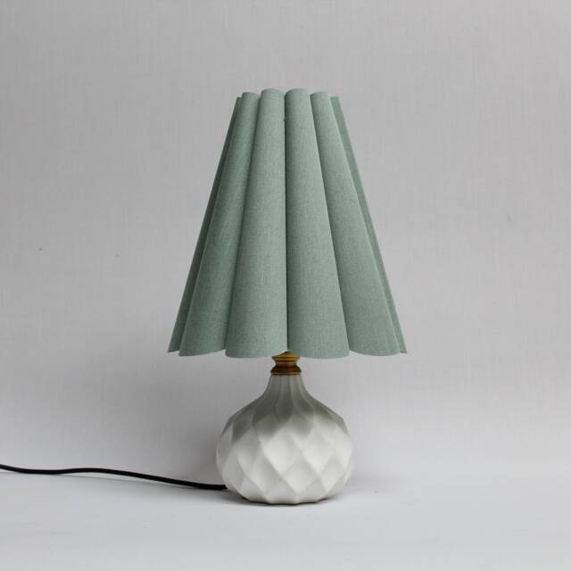 Handmade Aquamarine Fabric Table Lamp Ceramic Base Home Decor - image 1