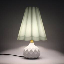 Handmade Aquamarine Fabric Table Lamp Ceramic Base Home Decor - thumbnail 4