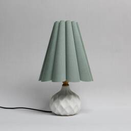 Handmade Aquamarine Fabric Table Lamp Ceramic Base Home Decor - thumbnail 1