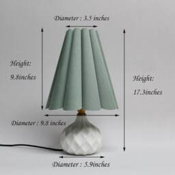 Handmade Aquamarine Fabric Table Lamp Ceramic Base Home Decor - thumbnail 2