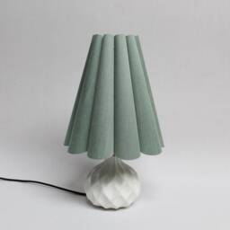 Handmade Aquamarine Fabric Table Lamp Ceramic Base Home Decor - thumbnail 3