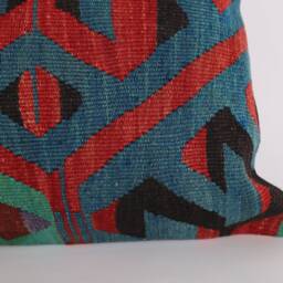Handwoven Turkish Kilim Lumbar Pillow Bohemian Home Decor - 16x24 Inch - thumbnail 2