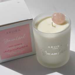 Rose Quartz Crystal Candle Essential Oils, 100% Natural Soy Wax - thumbnail 3