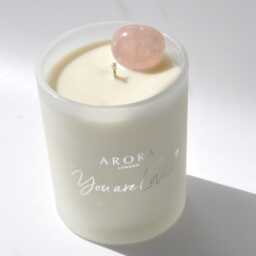 Rose Quartz Crystal Candle Essential Oils, 100% Natural Soy Wax - thumbnail 2