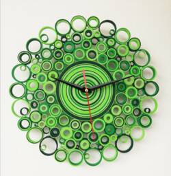 Wall Clock, Green Paper Unique Clocks, Home Decor, Housewarming Gift, New Gifts, Clock - thumbnail 1
