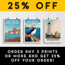Isle Of May Travel Poster - Puffin & Lighthouse - Firth Forth Vintage-Inspired Print - thumbnail 2