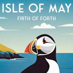 Isle Of May Travel Poster - Puffin & Lighthouse - Firth Forth Vintage-Inspired Print - thumbnail 3