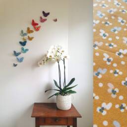 Origami Butterfly Wall Decoration in Rainbow Or Plain Fabric - Garland - thumbnail 3