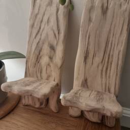 Pair Of Solid Oak 30 X 12 Rustic Handmade Candle Sconces .candles/Glass Not Included - thumbnail 3