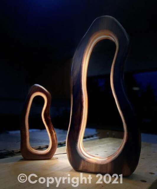 Black Essential Xl Edition -Hand-Carved Sculptural Wood Lamp - image 1