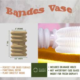Bandes Vase, Modern 3D Printed Cylinder Eco Dried Flower Holder, Matte Terracotta Deco Art - thumbnail 2