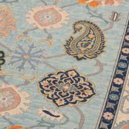 Handmade Wool Oushak Rug 9x12, Turkish Peacock Floral Design, Pastel Colors Area - thumbnail 2