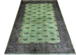 5.6x8 Pistachio Green Bokhara Rug - 1.70x2.50 Table Wool Living Room Hand Knotted Area Washable - thumbnail 1
