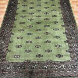 5.6x8 Pistachio Green Bokhara Rug - 1.70x2.50 Table Wool Living Room Hand Knotted Area Washable - thumbnail 2