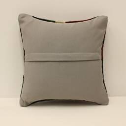 Vintage Turkish Kilim Pillow Cover, Boho Throw Cushion - 12x12 Inches - thumbnail 4